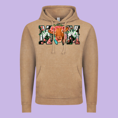 Cow Mom Vintage Hoodie Designed By Jasminsmagicworld