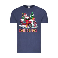 Vintage Denim pink merry christmas Vintage Tee - MaliasSmallBusiness