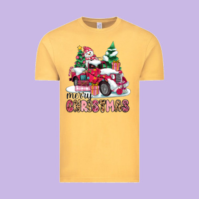 Pink Merry Christmas Vintage Tee Designed By Maliassmallbusiness