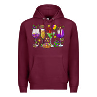 Burgundy Mardi Gras wine glasses Premium Hoodie - HowdyJamesFarm