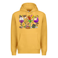 Mustard Mardi Gras wine glasses Premium Hoodie - HowdyJamesFarm