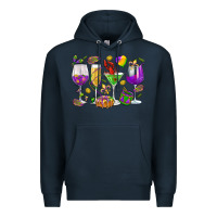 Navy Mardi Gras wine glasses Premium Hoodie - HowdyJamesFarm