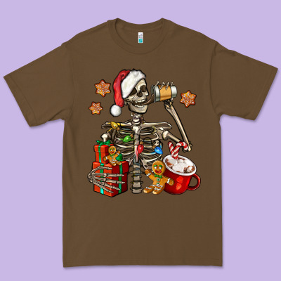 Christmas Skeleton Coffee Premium Tee Designed By Jasminsmagicworld