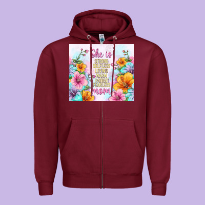 She Is Mom With Flowers Zipper Hoodie Designed By Tumblerdesignbyshophia