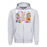 Heather Grey she is mom with flowers Zipper Hoodie - TumblerDesignByShophia