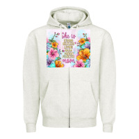 Oatmeal Heather she is mom with flowers Zipper Hoodie - TumblerDesignByShophia