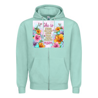 Seafoam she is mom with flowers Zipper Hoodie - TumblerDesignByShophia