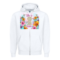 White she is mom with flowers Zipper Hoodie - TumblerDesignByShophia