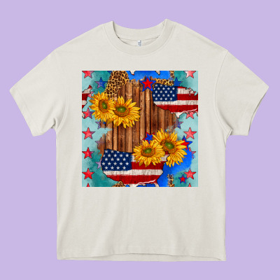 Usa Map With Sunflowers And Leopard Seamless Pattern Heavy Core Tee Designed By Bundleandbundleshop