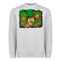 Heather Grey st patricks orange cow with leopard background Heavyweight Sweatshirt - Jasminsmagicworld