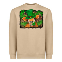 Mushroom st patricks orange cow with leopard background Heavyweight Sweatshirt - Jasminsmagicworld