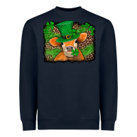 Navy st patricks orange cow with leopard background Heavyweight Sweatshirt - Jasminsmagicworld