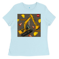 Baby Blue excavator seamless pattern Ladies Tee - BundleAndBundleShop