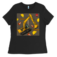 Black excavator seamless pattern Ladies Tee - BundleAndBundleShop