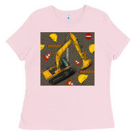 Bubblegum Pink excavator seamless pattern Ladies Tee - BundleAndBundleShop