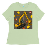 Matcha excavator seamless pattern Ladies Tee - BundleAndBundleShop
