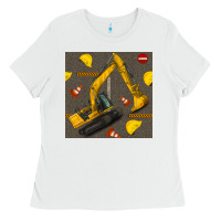 White excavator seamless pattern Ladies Tee - BundleAndBundleShop