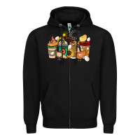 Black Chicken coffee cups Zipper Hoodie - HowdyJamesFarm