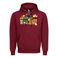 Burgundy Chicken coffee cups Zipper Hoodie - HowdyJamesFarm