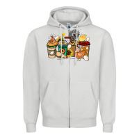 Dove Grey Chicken coffee cups Zipper Hoodie - HowdyJamesFarm