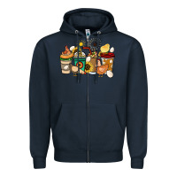 Navy Chicken coffee cups Zipper Hoodie - HowdyJamesFarm