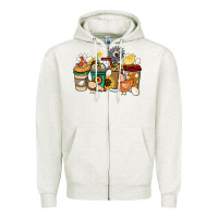 Oatmeal Heather Chicken coffee cups Zipper Hoodie - HowdyJamesFarm
