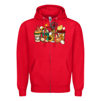 Red Chicken coffee cups Zipper Hoodie - HowdyJamesFarm