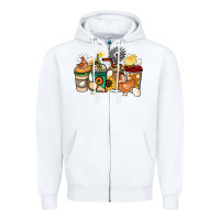White Chicken coffee cups Zipper Hoodie - HowdyJamesFarm