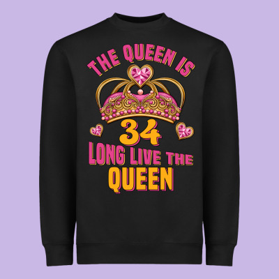 The Queen Is 34 Long Live The Queen Heavyweight Sweatshirt Designed By Jasminsmagicworld