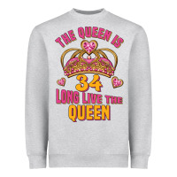 Heather Grey the queen is 34 long live the queen Heavyweight Sweatshirt - Jasminsmagicworld