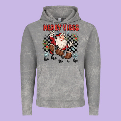 Merry Vibes Ho Ho Ho Vintage Hoodie Designed By Maliassmallbusiness
