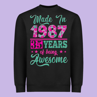 Made In 1987, 35 Years Of Being Awesome Heavyweight Sweatshirt Designed By Jasminsmagicworld