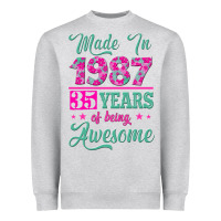 Heather Grey made in 1987, 35 years of being awesome Heavyweight Sweatshirt - Jasminsmagicworld