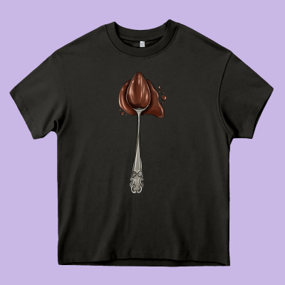 Spoon With Chocolate Heavy Core Tee Designed By Adodesignshop