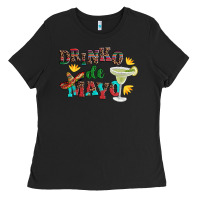Black drinko de mayo with margarita and  sombrero Ladies Tee - Artiststas