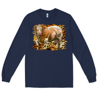 Navy western simmental bull Long Sleeve Tee - LillyAllenDesigns