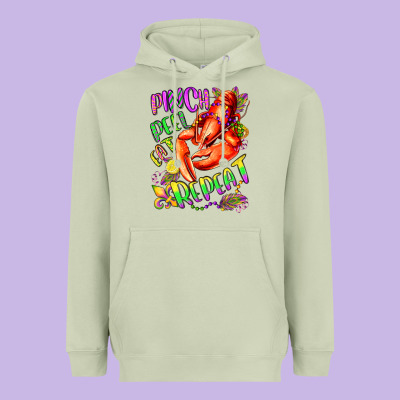 Pinch Peel Eat Repeat Mardi Gras Olivia Heavyweight Hoodie Designed By Oliviacreatesart