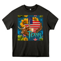 Asphalt 4th of july texas map with cow seamless pattern Heavy Core Tee - BundleAndBundleShop