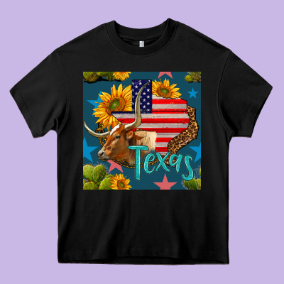 4th Of July Texas Map With Cow Seamless Pattern Heavy Core Tee Designed By Bundleandbundleshop