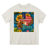 Cream 4th of july texas map with cow seamless pattern Heavy Core Tee - BundleAndBundleShop