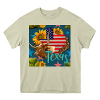 Mossy 4th of july texas map with cow seamless pattern Heavy Core Tee - BundleAndBundleShop