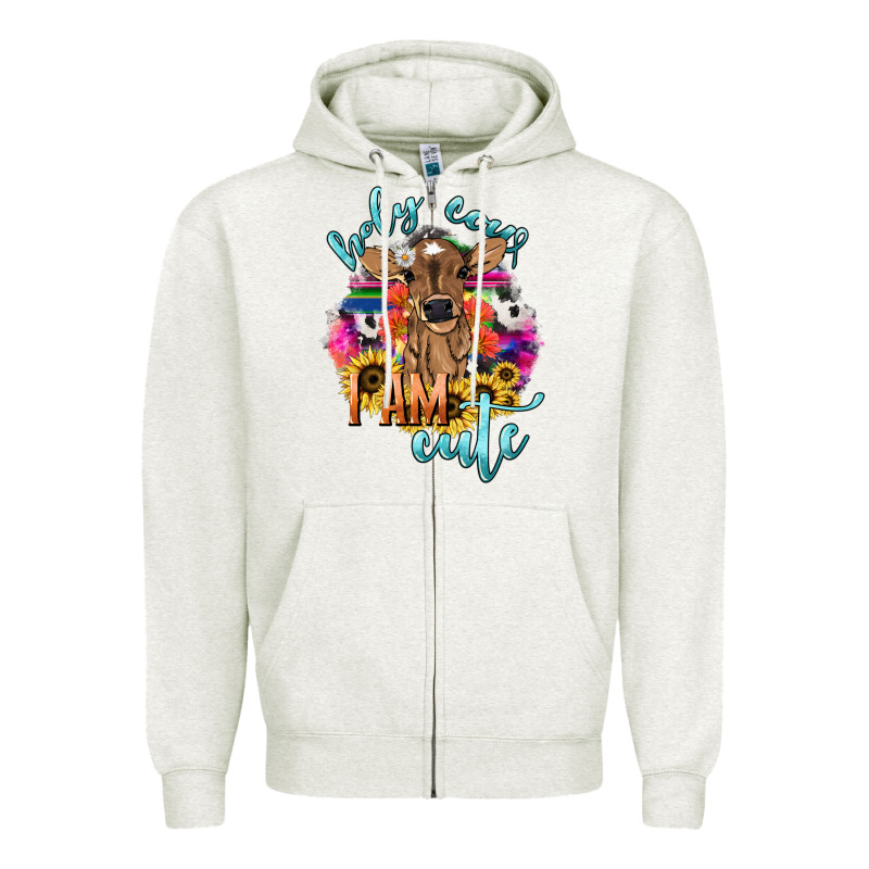 Holy Cow I Am Cute Baby Cow Zipper Hoodie by HowdyJamesFarm | Teevron