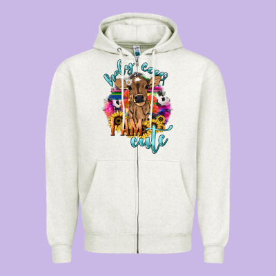 Holy Cow I Am Cute Baby Cow Zipper Hoodie Designed By Howdyjamesfarm