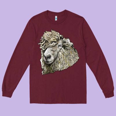 Lincoln Sheep Head Long Sleeve Tee Designed By Lillyallendesigns