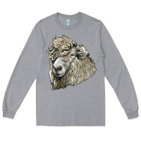 Heather Grey lincoln sheep head Long Sleeve Tee - LillyAllenDesigns