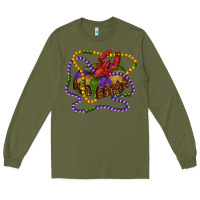 Army Green mardi gras craw fish king cake with leopard Long Sleeve Tee - RanaPortraitStore