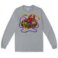 Heather Grey mardi gras craw fish king cake with leopard Long Sleeve Tee - RanaPortraitStore
