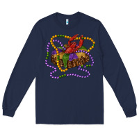 Navy mardi gras craw fish king cake with leopard Long Sleeve Tee - RanaPortraitStore