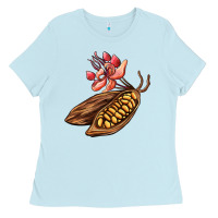 Baby Blue cacao beans and flowers Ladies Tee - AdoDesignShop