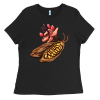 Black cacao beans and flowers Ladies Tee - AdoDesignShop